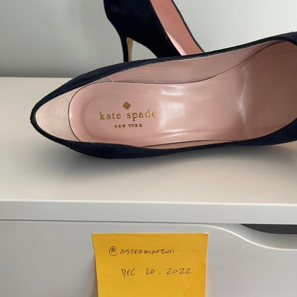 Kate Spade Philie Navy Suede Pumps with Black Crystal - Picture 10 of 11